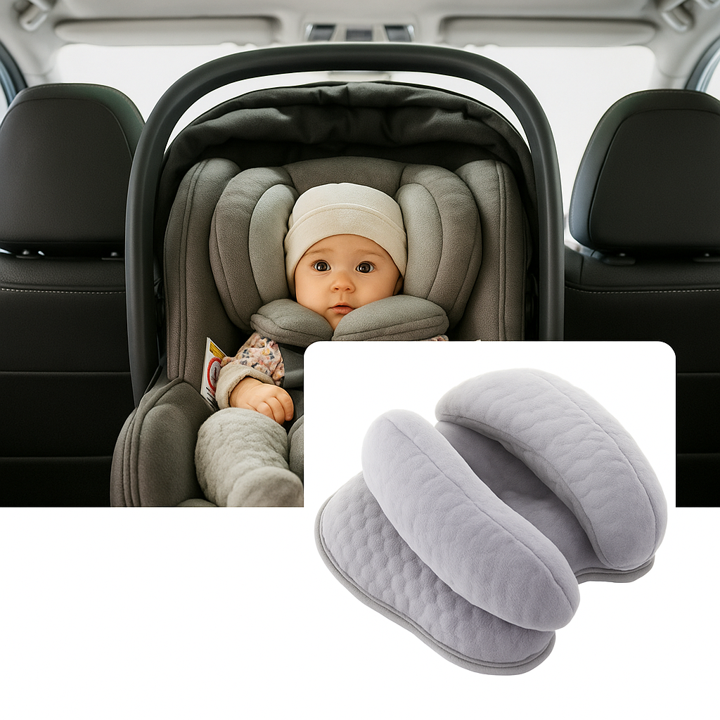 SnugNest | Baby Car Seat Head Support Pillow – Prevents Head Flop – Breathable Cotton – For Newborns and Infants