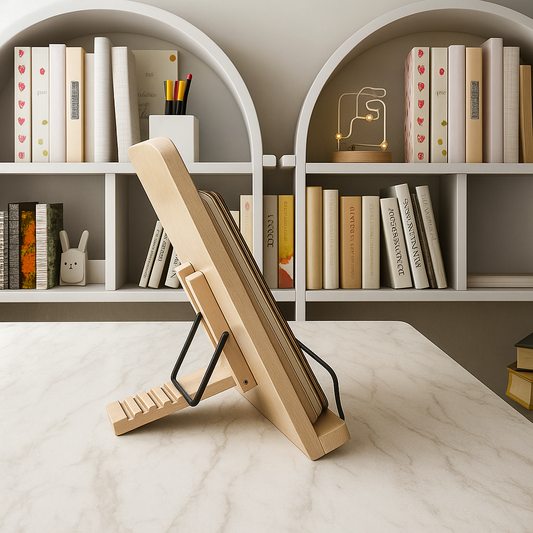 PageLift | Book stand – Foldable Adjustable – Wooden Stable Frame – Cookbooks Tablets and Hands-free Reading