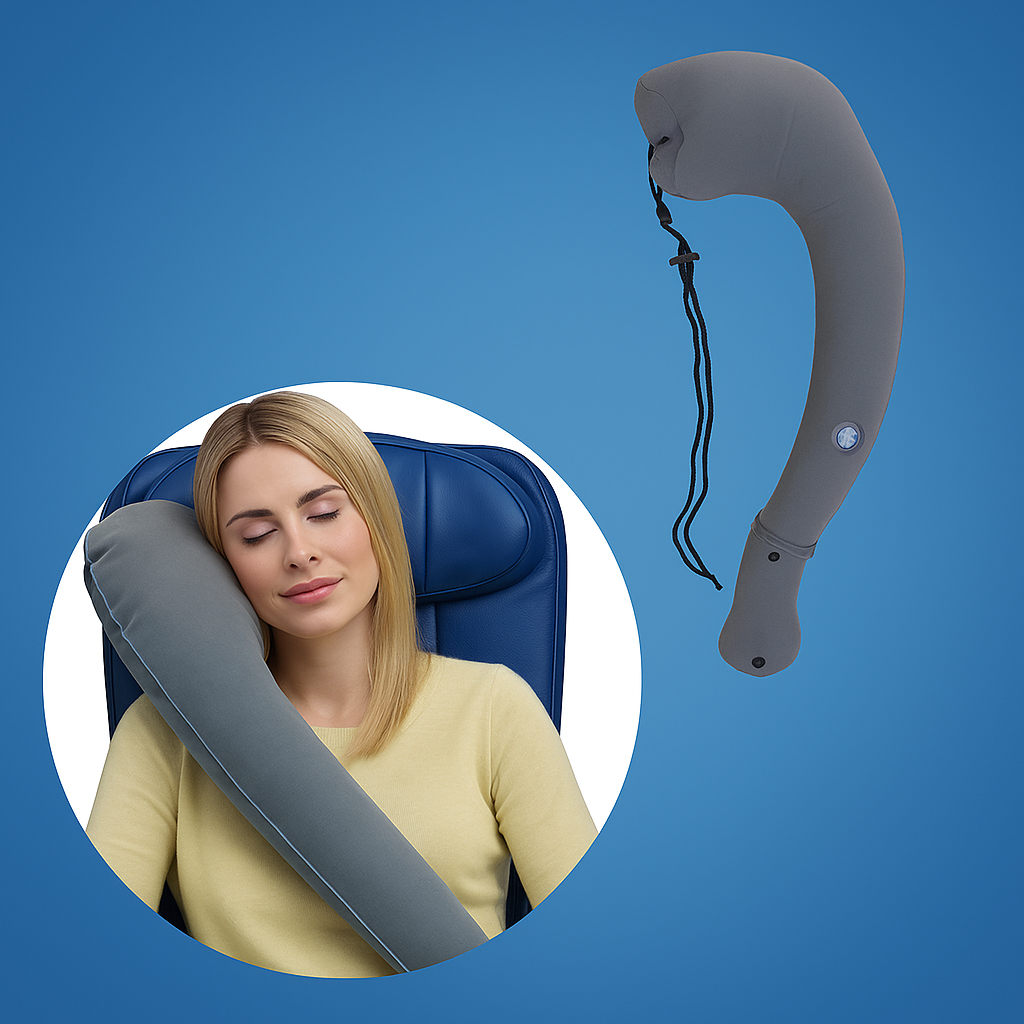 AirNest | Inflatable Travel Pillow – Ultra Compact Quick Inflate – Ergonomic Neck Support – Plane Car Travel & Easy Pack Away