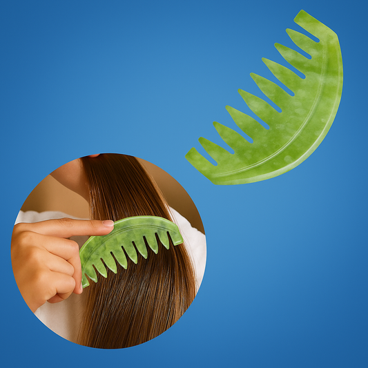 JadeEase | Wide Tooth Hair Comb – Anti-Static Detangling – Smooth Jade Surface – Curly Thick Hair & Frizz Control