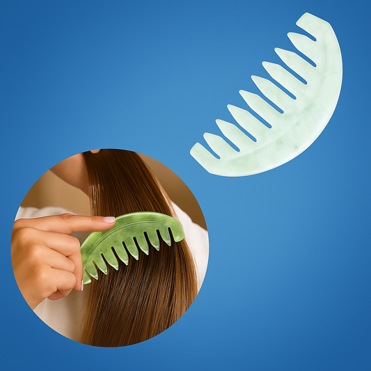 JadeEase | Wide Tooth Hair Comb – Anti-Static Detangling – Smooth Jade Surface – Curly Thick Hair & Frizz Control