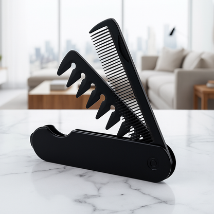 PocketTame | Pocket Hair Comb – Two In One Wide And Fine Teeth – Lightweight Portable Design – Daily Hair And Beard Grooming