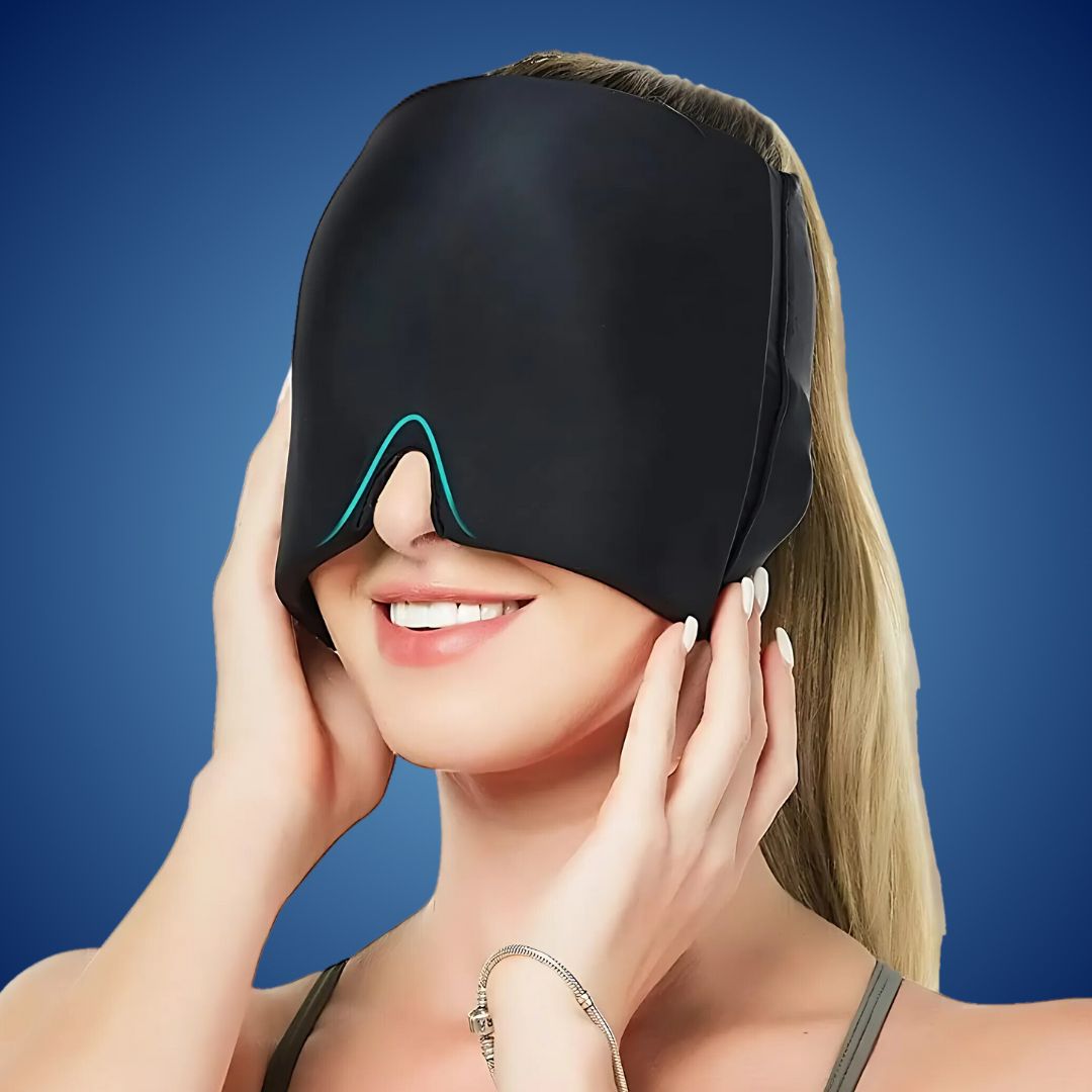 MigraSoothe Gel Hood Instant Headache and Migraine Relief | Cooling Comfort, Pressure Therapy & Light Blocking for Anytime Use