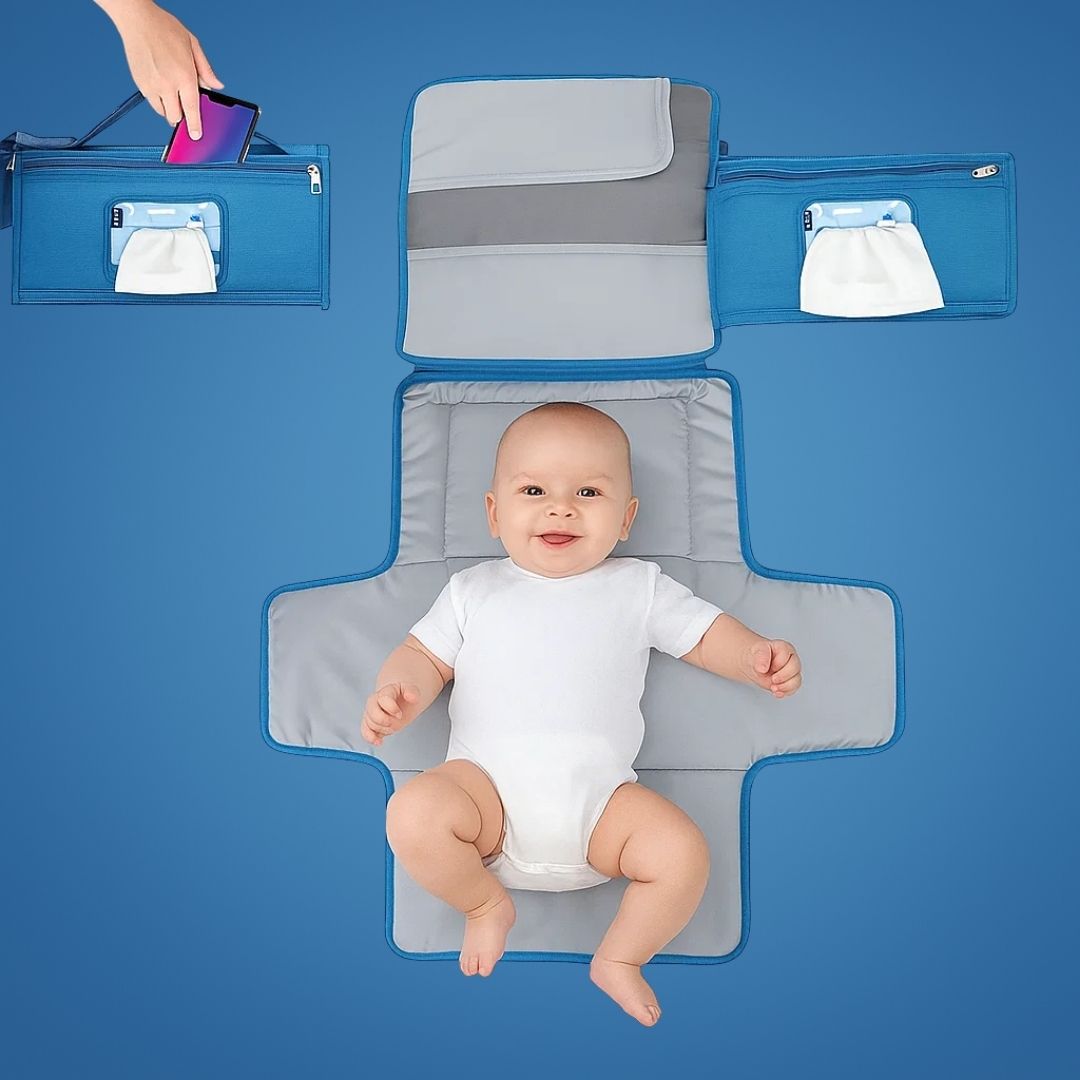 NappyEase | Portable Changing Mat – Waterproof – Foldable with Pockets – Easy Clean Comfort – Stress-Free Travel for Parents & Babies