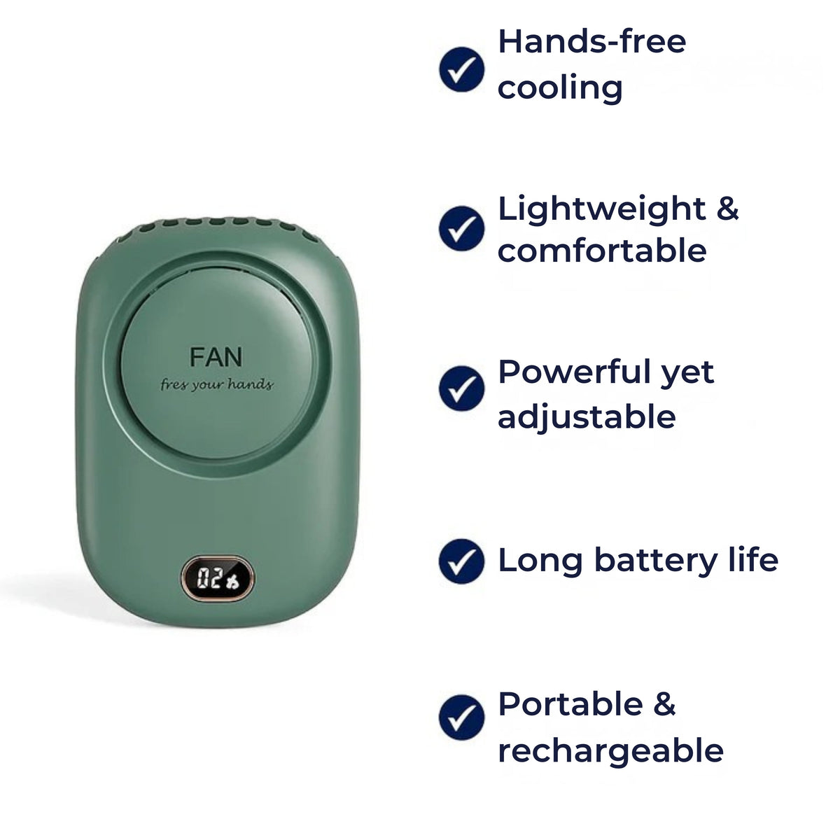 NeckBreeze | Necklace Fan – Hands-Free Cooling Relief – 2000 mAh Lightweight Design – Long Battery Comfort for Travel, Festivals & Outdoors