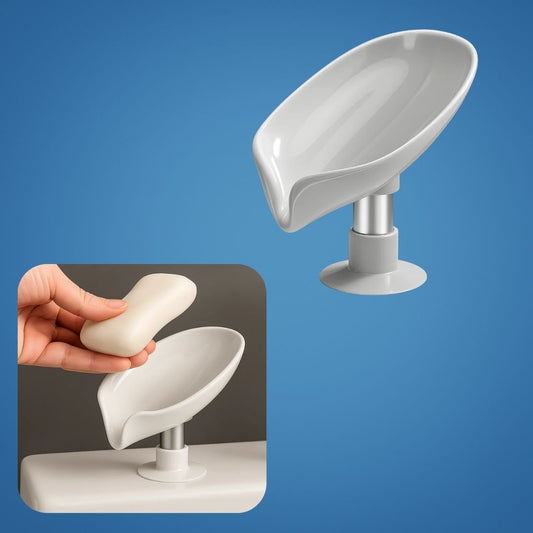 LeafDry | Self-Draining Soap Holder – Keep Soap Dry – Strong Suction Cup – No Drill Mount – Hygienic Bathroom & Shower Storage Solution