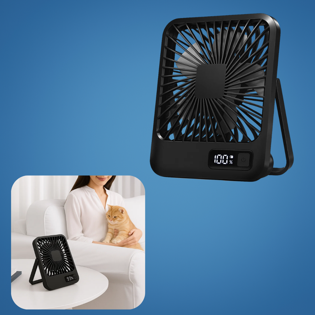 CoolFold | USB Desk Fan – Quiet 5-Speed Air Circulator – Foldable Compact Design – Portable Cooling Relief for Home Office Bedroom Travel