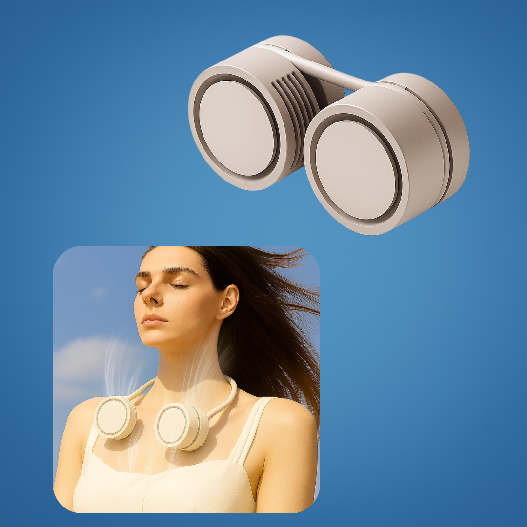 CoolBreeze Gear | USB Neck Fan – Quiet Hands-Free Cooling – Long-Life Rechargeable Battery – Lightweight Flexible Design – Travel & Outdoor Use