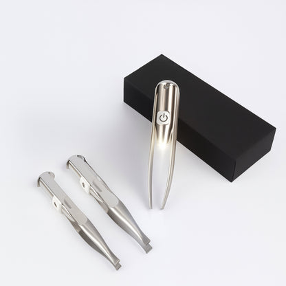 BrowSure | Eyebrow Tweezers – Rust-Resistant Stainless Steel – LED Light Precision Grip – Long-Lasting At-Home Grooming