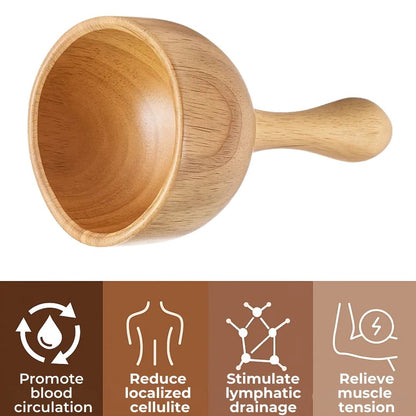 Woodease | Wood Therapy Massage Cup – Body Shaping – Wooden Ergonomic Massager – Cellulite Reduction – Improves Circulation – Muscle Relief