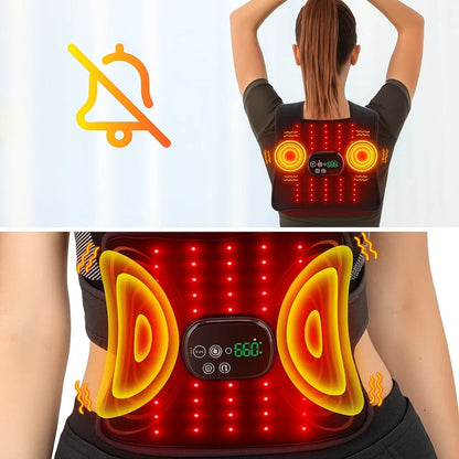 BackEase | Back Massager Belt – Red Light Therapy & Vibration – Rechargeable Heated Wrap – Eases Back Pain, Stiffness & Muscle Aches