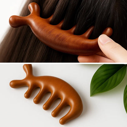 SootheWave | Scalp Massage Comb – Stress Relief & Hair Health – Natural Sandalwood – Gentle Detangling for Sensitive Scalps Daily Calm Care