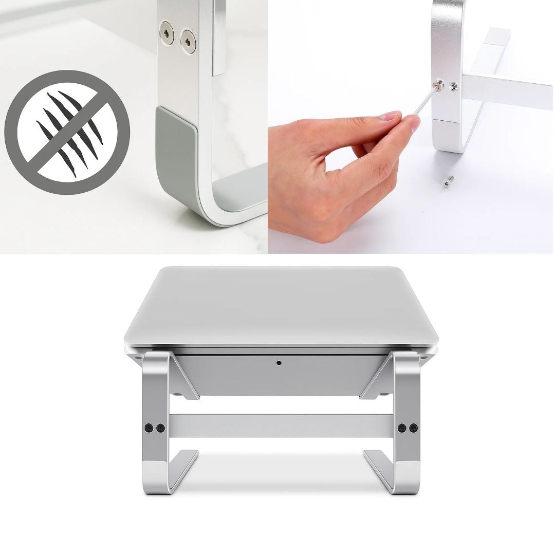 ErgoElevate | Aluminium Laptop Riser Stand – Ergonomic Posture Relief – Strong Lightweight Aluminium – Home Office Comfort