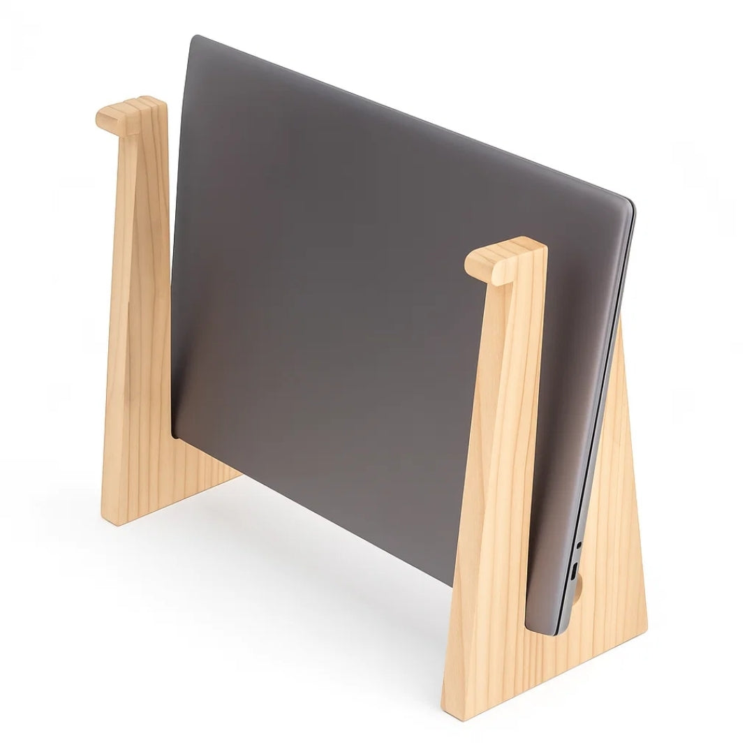 DeskLift | Wooden Laptop Stand – Ergonomic Neck Support – Ventilated Natural Wood – Prevents Overheating – Ideal for Home & Office Use