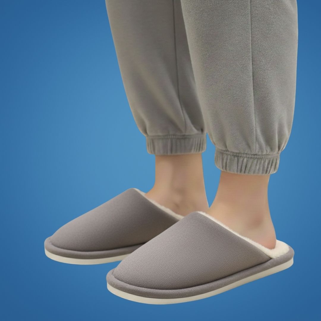 HomeHug | Warm Non-Slip House Slippers – Cushioned Closed-Toe Design – Prevent Cold Floors – All-Day Comfort & Foot Support for Adults