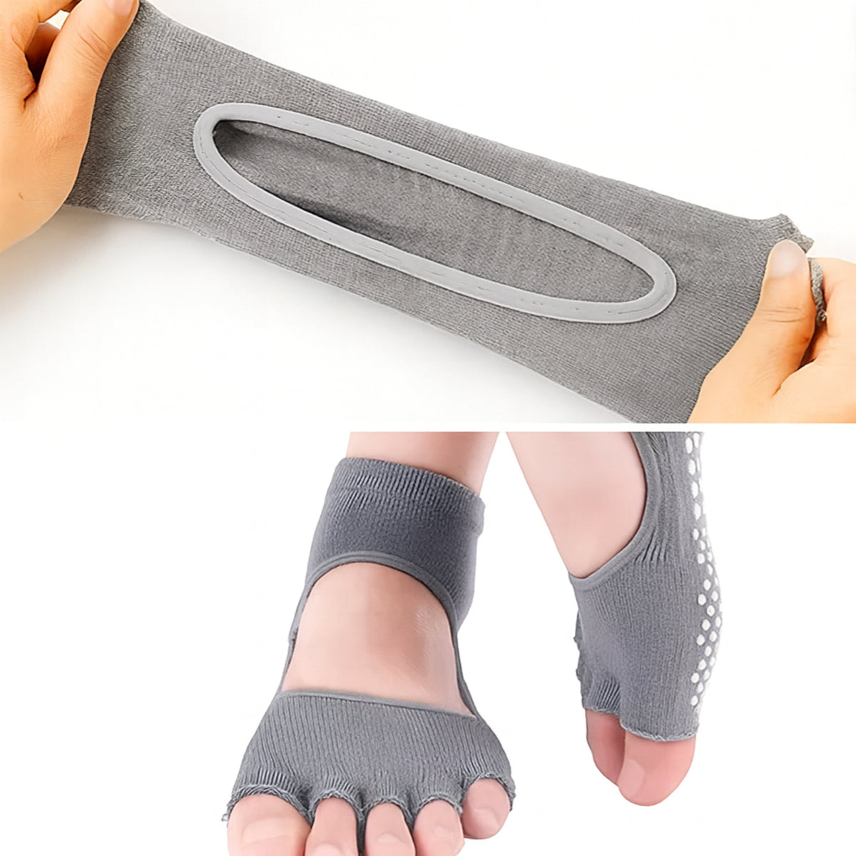 FlowGrip | Non-Slip Yoga Grip Socks – Open-Toe & Breathable – Rubberised Sole for Women – Stability Balance Comfort in Yoga & Pilates