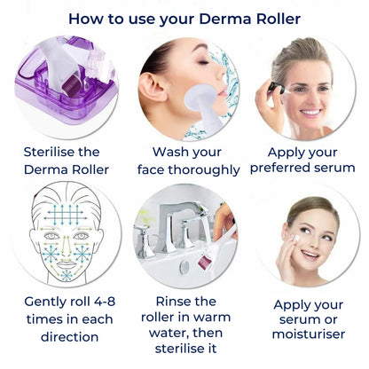 DermaGlow Microneedling Derma Roller Kit – Anti-Ageing – Titanium Needles – Home Skincare for Women