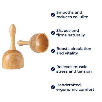 Woodease | Wood Therapy Massage Cup – Body Shaping – Wooden Ergonomic Massager – Cellulite Reduction – Improves Circulation – Muscle Relief