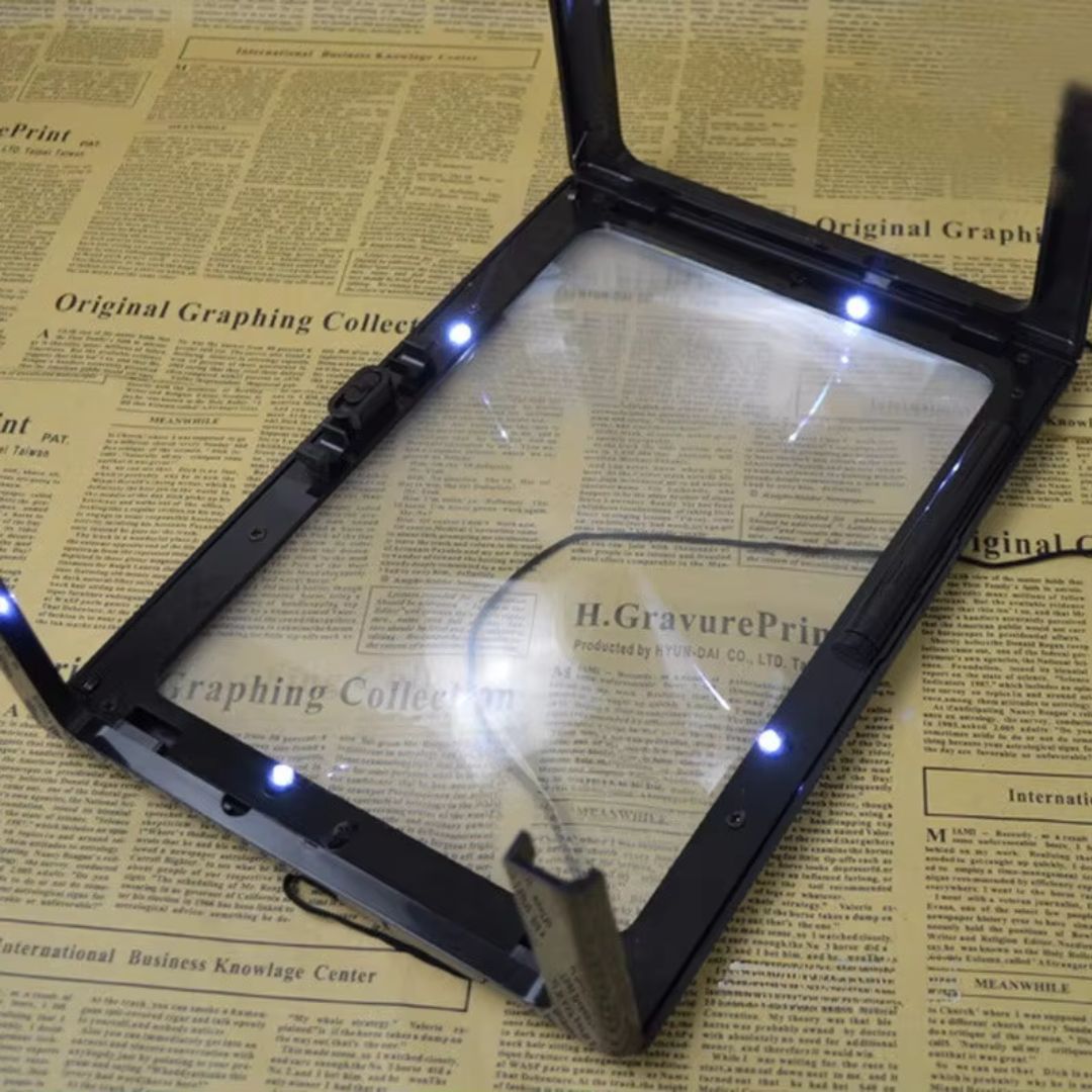 BrightView | 3x Page Magnifier with LED Light – Full Page View – Lightweight & Hands-Free – Ideal for Seniors & Low Vision Users