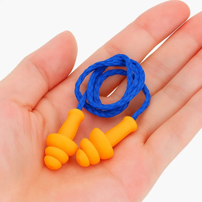 QuietCord | 10pcs Corded Silicone Earplugs – Noise Reduction – Soft Reusable Silicone – Hearing Protection At Work Sleep Study And Travel