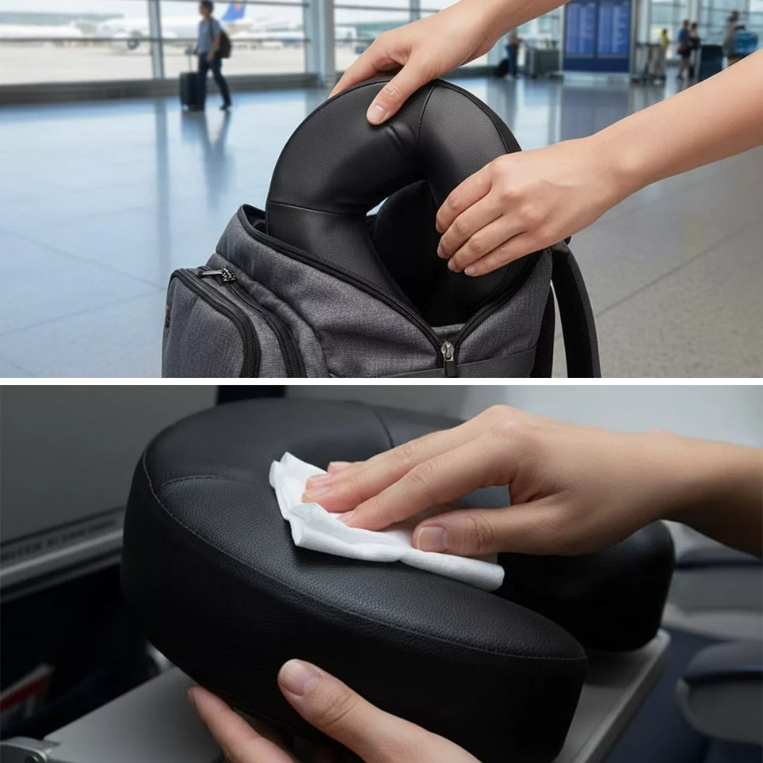 NeckEase | Memory Foam Travel Pillow – Neck Pain Relief – Ergonomic U-Shape Support – Lightweight Comfort for Flights & Long Journeys
