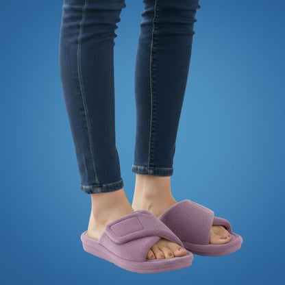 ComfiArch | Arch Support Slippers – Plush Lined House Shoes – Adjustable Strap Non-Slip Sole – Pain Relief & All-Day Comfort for Tired Feet