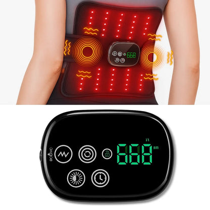 BackEase | Back Massager Belt – Red Light Therapy & Vibration – Rechargeable Heated Wrap – Eases Back Pain, Stiffness & Muscle Aches