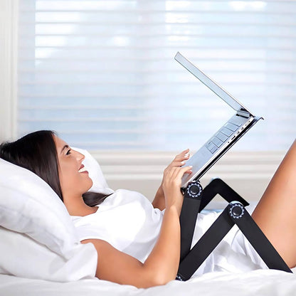 ErgoElevate Adjustable Laptop Stand | for Bed - Couch - Desk - Cooling Function for Comfort and Productivity