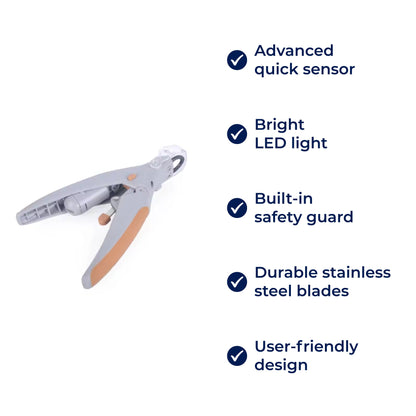 PawSure | Pet Nail Clipper - Quick Sensor - LED Light - Safety Guard - Stainless Steel Blades - Safe, Easy and Precise Nail Trimming