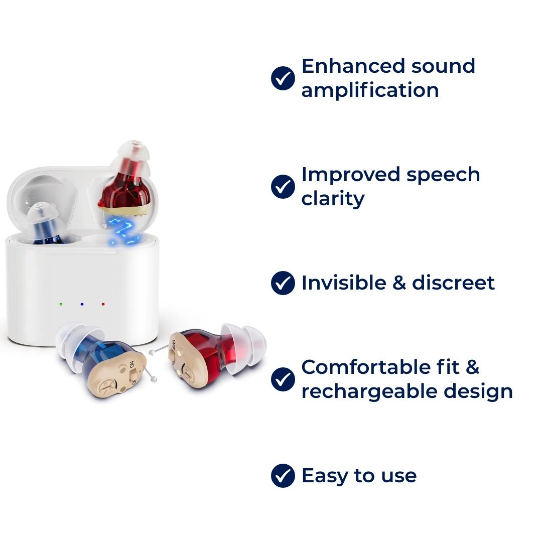 ClearWave | Rechargeable Invisible Hearing Aids Pair – Clearer Sound, Enhanced Speech & Discreet Comfort