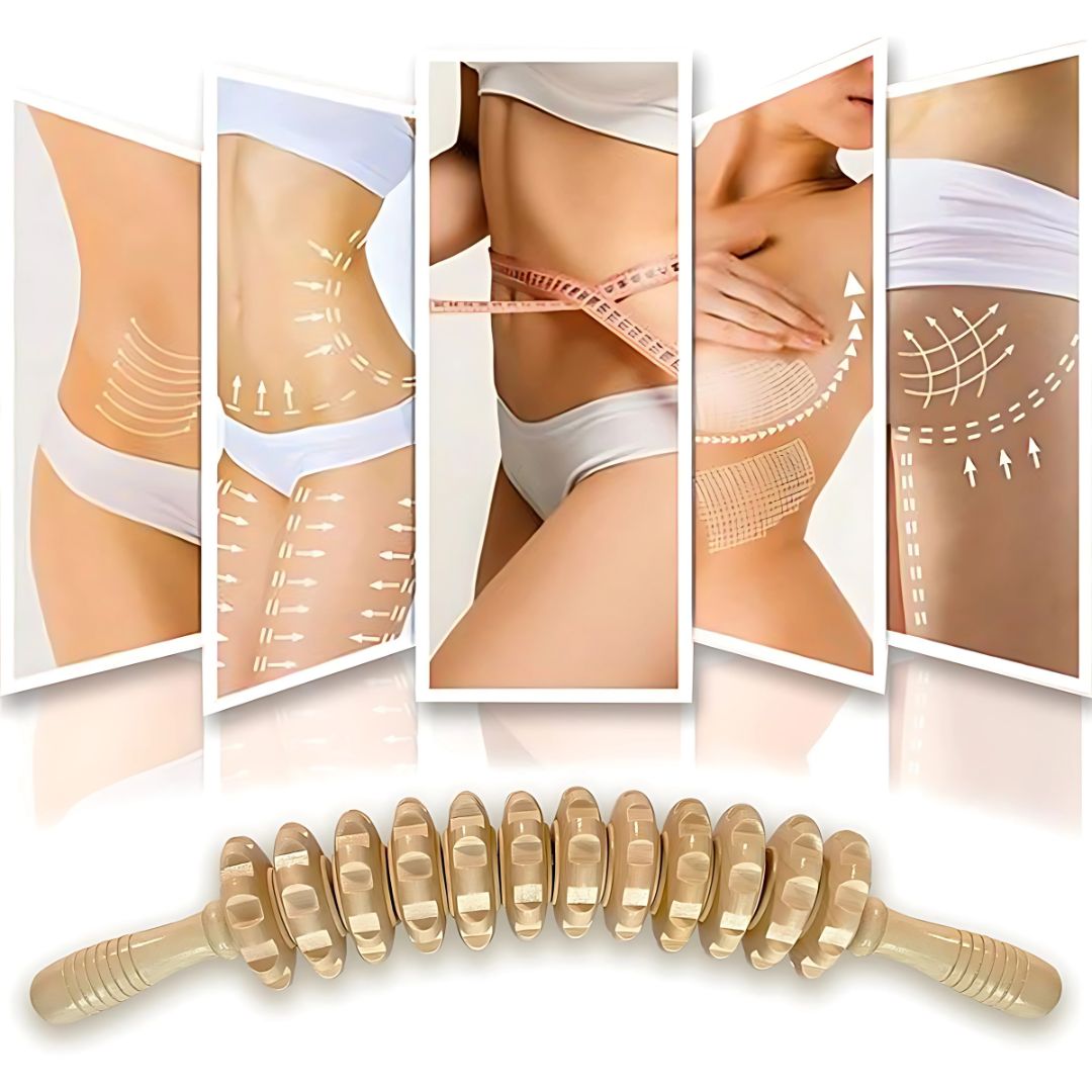LymBalance | Lymphatic Drainage Roller – De-Puffing Anti-Cellulite Wood Massager – Skin Smoothing Pain Relief – Home Body Sculpting Tool
