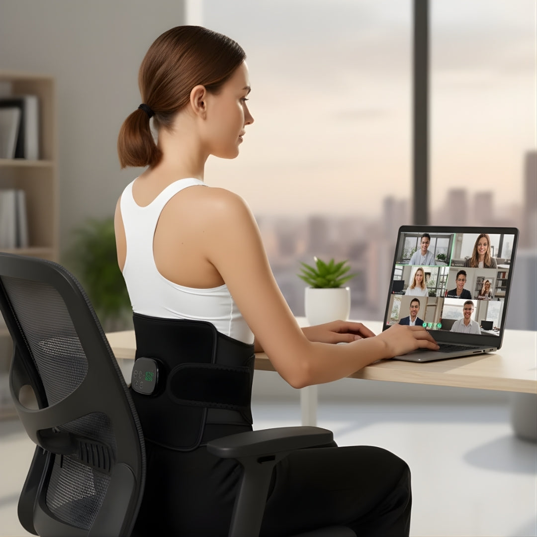 BackEase | Back Massager Belt – Red Light Therapy & Vibration – Rechargeable Heated Wrap – Eases Back Pain, Stiffness & Muscle Aches