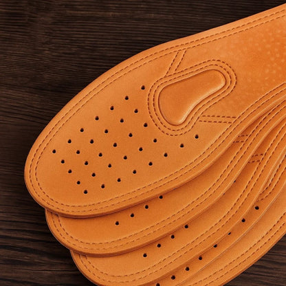 StrideGuard | Shock Absorbing Leather Insoles – Foot & Heel Pain Relief – Genuine Leather Arch Support – All-Day Standing & Walking