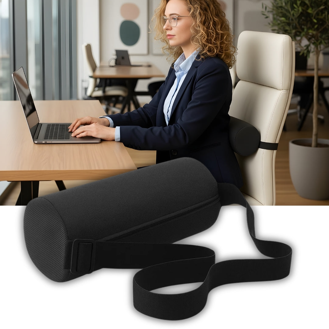 SpineEase | Lumbar Support Pillow – Relieves Lower Back Pain – Contoured Memory Foam – Enhances Posture – Perfect for Office Car Home Chairs