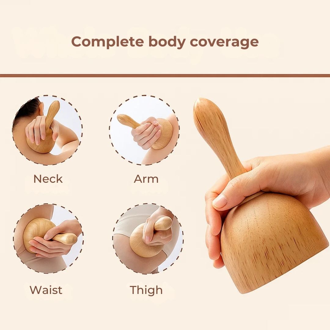 Woodease | Wood Therapy Massage Cup – Body Shaping – Wooden Ergonomic Massager – Cellulite Reduction – Improves Circulation – Muscle Relief