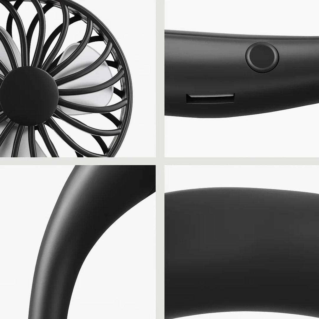 BreezeBand | Portable Neck Fan – Long Battery Life – USB Rechargeable 2000 mAh – Quiet Hands-Free Cooling – Ideal for Travel Festivals Office