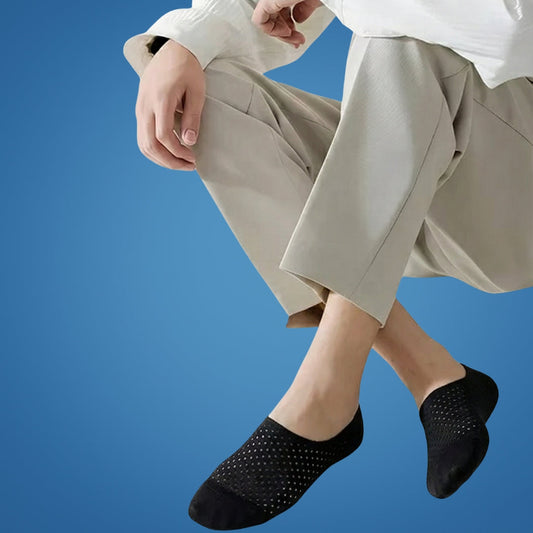 SlipFree | Men’s No‑Show Socks – Non‑Slip Silicone Heel Grip – Breathable & Cushioned – Prevents Blisters – Ideal for Trainers & All‑Day Wear