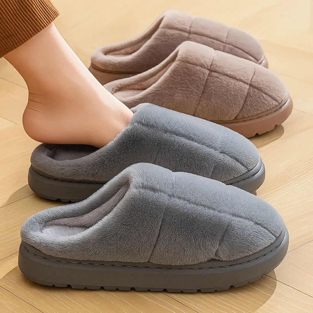 SnugSole | Thick Sole House Slippers – Non Slip – Plush Lining – Warm Cushion Support – Relieves Cold Feet & Improves Comfort Indoors