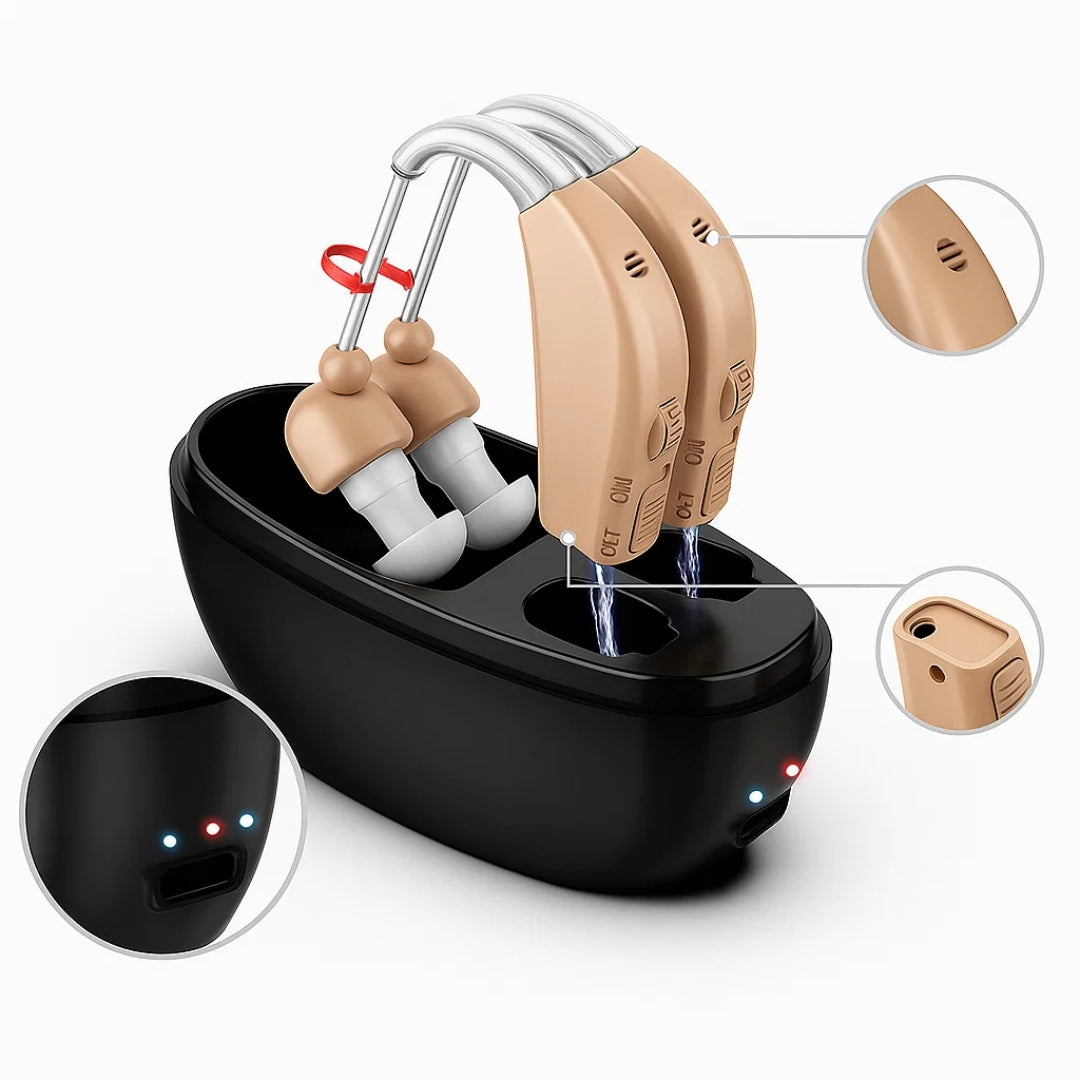 ClearHear | Hearing Amplifier – Boosts Hearing Clarity – Rechargeable & Lightweight – Reduces Background Noise – Ideal for Seniors