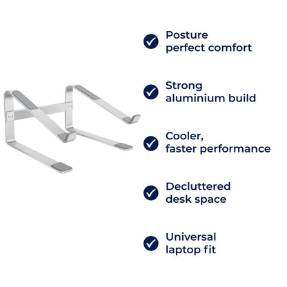 ErgoElevate | Aluminium Laptop Riser Stand – Ergonomic Posture Relief – Strong Lightweight Aluminium – Home Office Comfort
