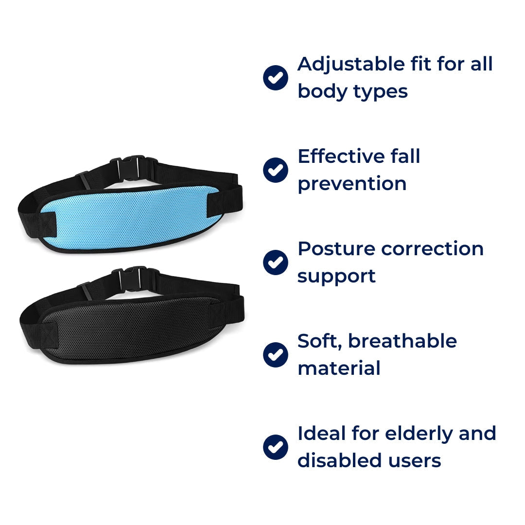 SafeSeat | Wheelchair Safety Belt – Adjustable – Fall Prevention – Posture Support – Comfort Fit for Seniors & Disabled