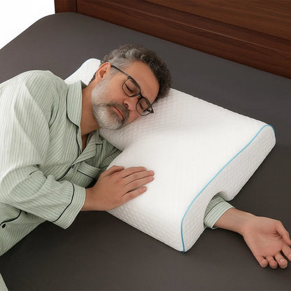 SleepEase | Side‑Sleeper Couple Memory Foam Pillow – Arm‑Hole Comfort – Orthopaedic Neck Support – Pain Relief – Deeper, Restful Sleep