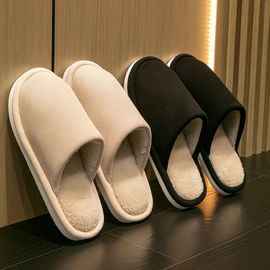 HomeHug | Warm Non-Slip House Slippers – Cushioned Closed-Toe Design – Prevent Cold Floors – All-Day Comfort & Foot Support for Adults
