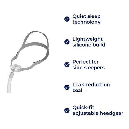 SilkenSleep CPAP Nasal Pillow Mask – Quiet Sleep – Lightweight Silicone – Side Sleepers Seeking Comfort – Reduces Leaks – Easy Breathing