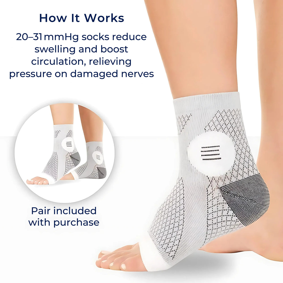 Neurowear | Neuropathy Compression Socks – Graduated 20–31 mmHg – Breathable Toeless Design – All‑Day Relief for Swollen Feet