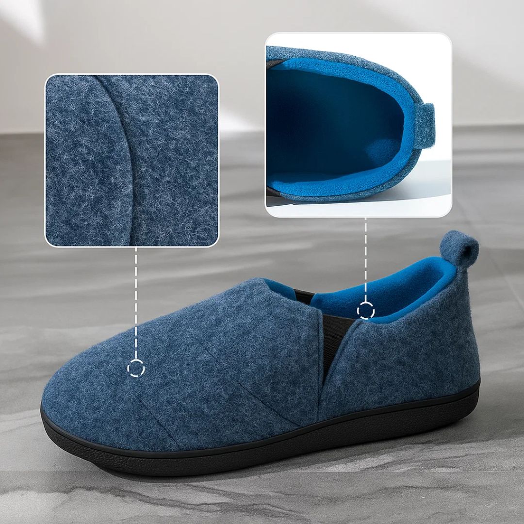 CozyStride | Warm House Slippers – Memory Foam Cushioning – Insulated Breathable Cotton – Relieves Cold Feet and Supports All-Day Comfort