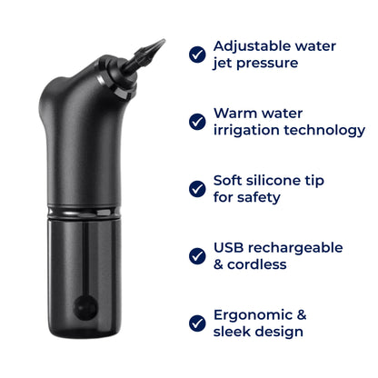 AquaCleanse | Electric Ear Wax Remover – Adjustable Water Jet – Silicone Tip – Warm Irrigation for Families