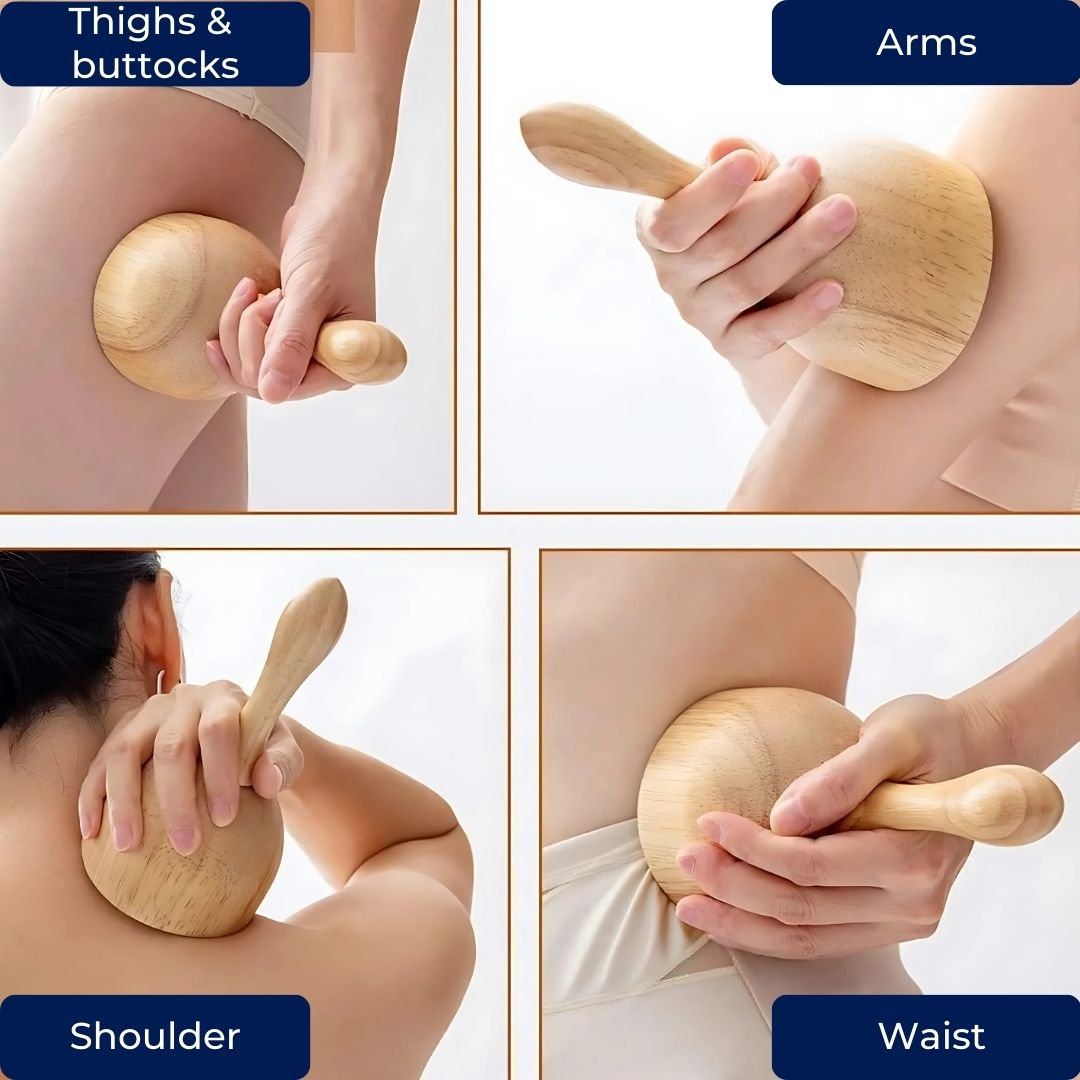 Woodease | Wood Therapy Massage Cup – Body Shaping – Wooden Ergonomic Massager – Cellulite Reduction – Improves Circulation – Muscle Relief