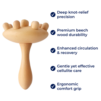 RelaxWood | Mushroom Massage Tool – Knot-Relief Booster – Durable Beech Wood – Improves Circulation – Gentle Cellulite Care – Home Relaxation