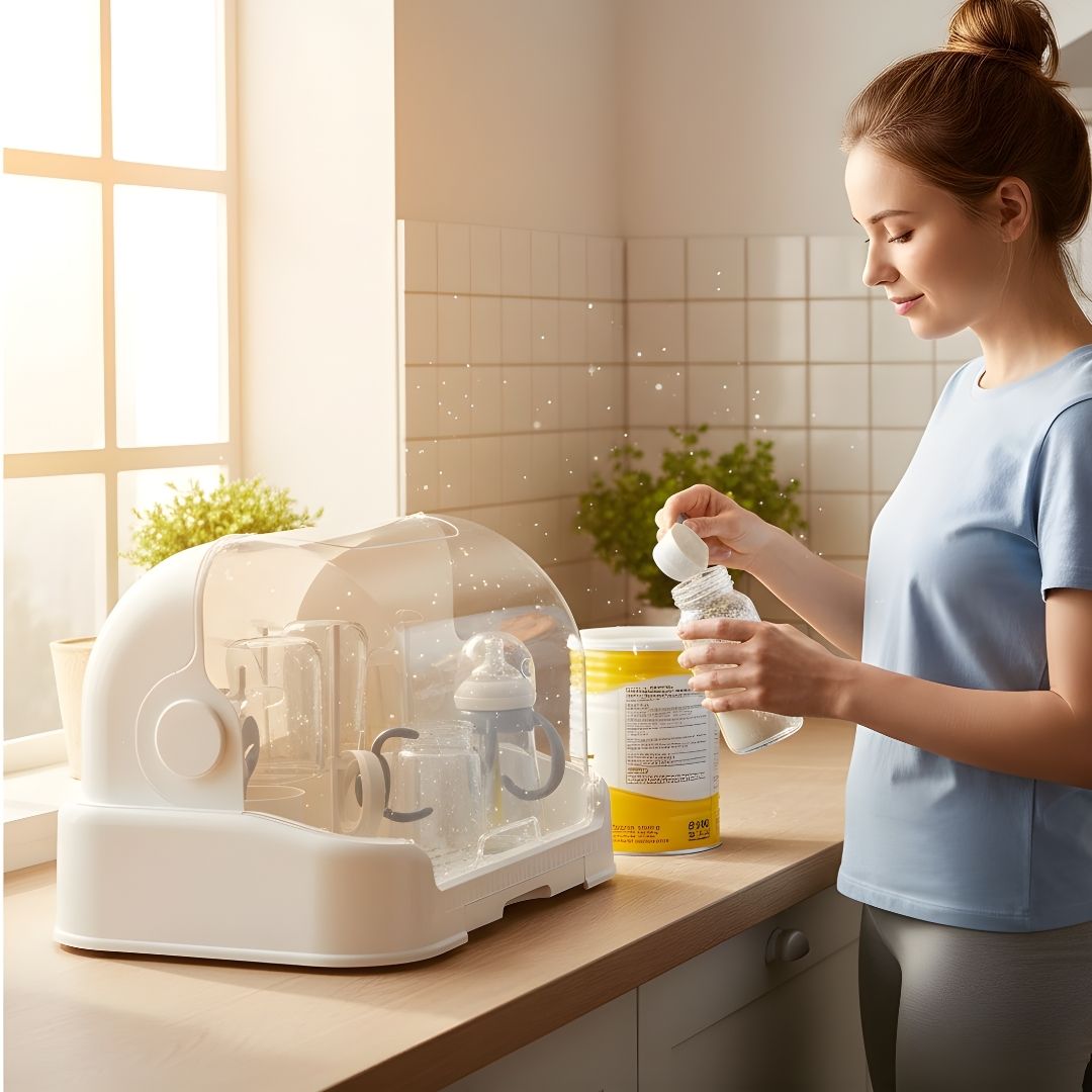 DryaCare | Baby Bottle Drying Rack – High Capacity Holds Many Bottles – Dust-Cover Lid – Hygienic Fast Drying Keeps Bottles Germ-Free